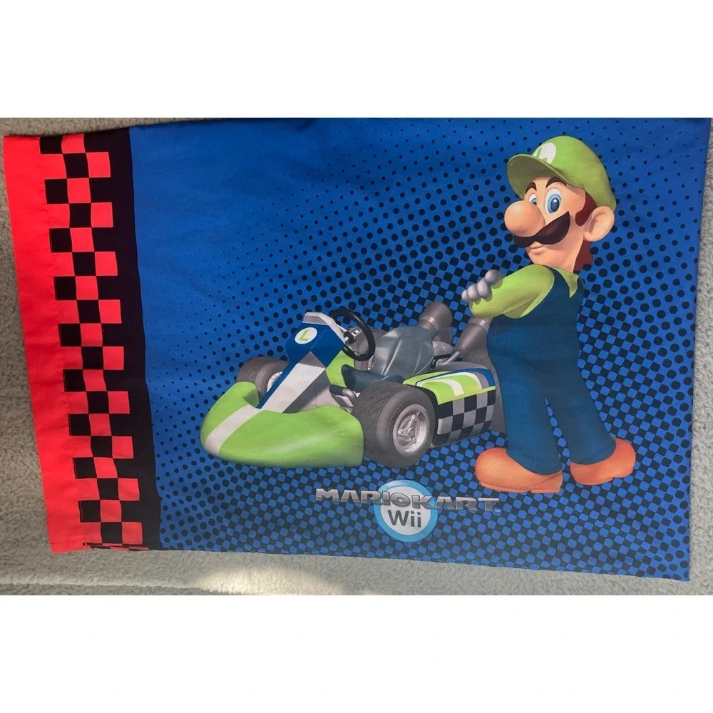 Nintendo Pillowcase Mario Kart Wii Luigi Eat‎ My Dust 2011 Kidcore Gamer Bedroom